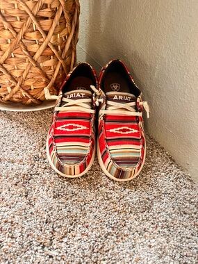 Ariat Kids Red Multi-Stripe Canvas Slip-On Sneakers